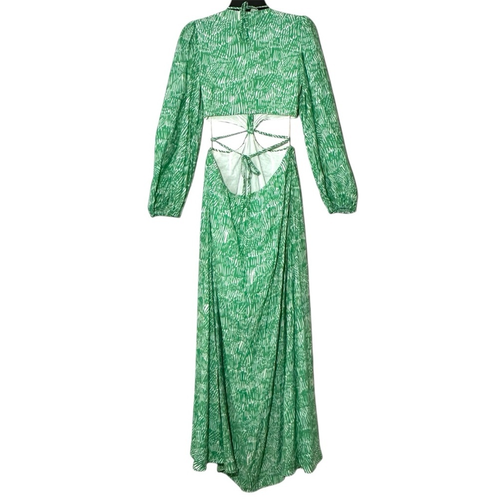 Simkhai Adelaide Cutout Mousseline Maxi Dress in Kelly Abstract Fern size XS - Picture 10 of 16